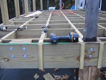wood deck under construction