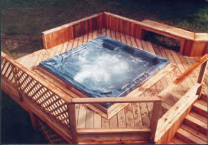 hot tub on raised deck